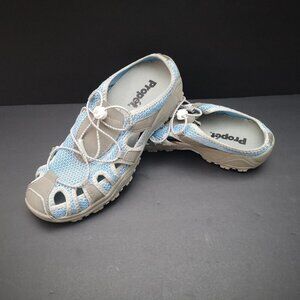Propet Ladies Size 8 Blue & Grey Slip On Style Mules / Slides